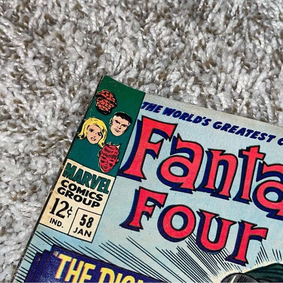 VINTAGE 1967 MARVEL FANTASTIC FOUR Silver Surfer & Dr Doom Silver Age Comic #58 - Picture 2 of 11